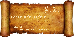 Hertz Kálmán névjegykártya